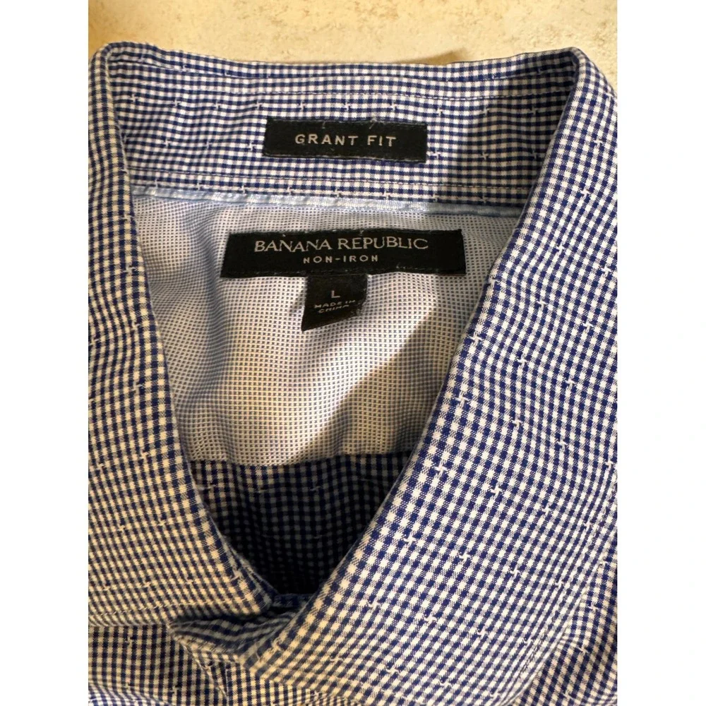 Banana Republic Grant Fit‎ Non-Iron Shirts Lot of 3 Large 16-16½ Blue Stripe